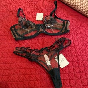 NWT Agent Provocateur black bra (36C)& thong (Med)